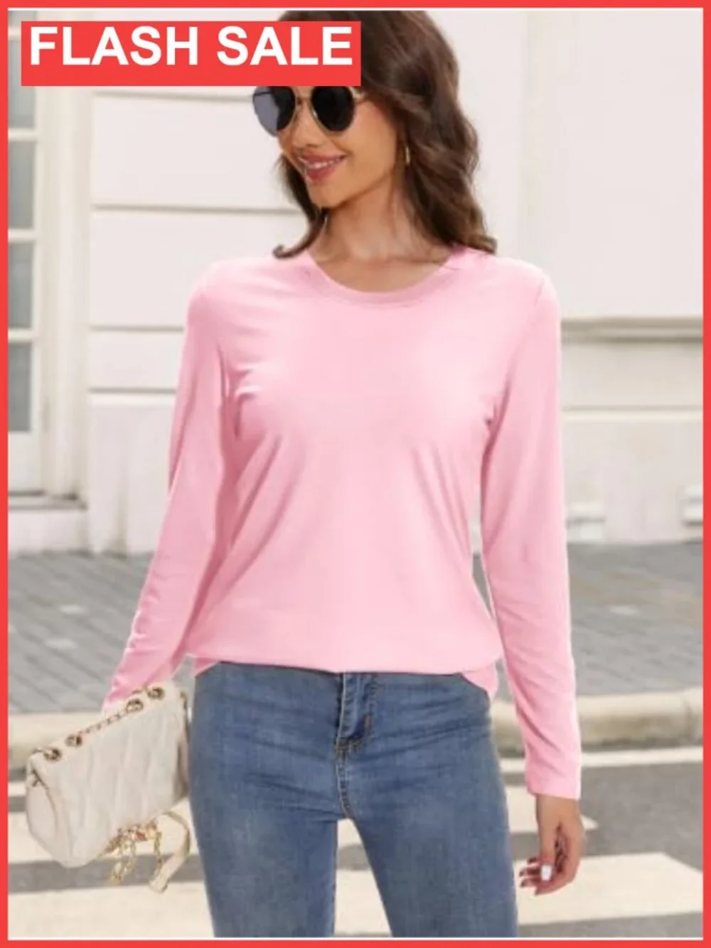 SMENG Womens Cotton Blend Long Sleeve Crewneck Tee